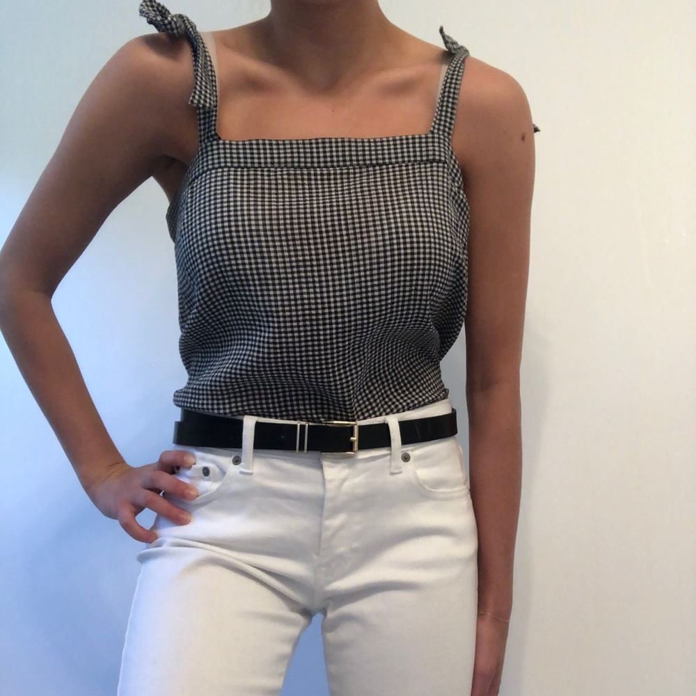 JCrew gingham tie strap tank top